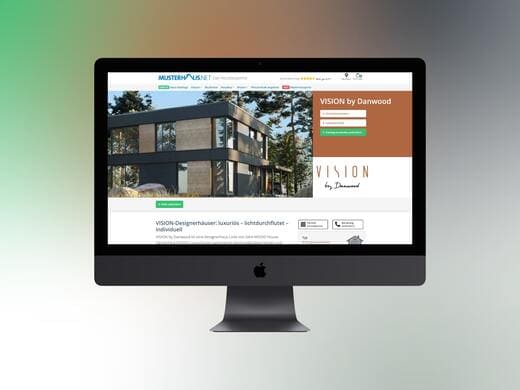 Firmenbeschreibung oder Markenbeschreibung zu Designhauslinie auf Desktop: Referenz-Objekte in exklusiver Architektur-Sprache.